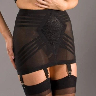 Rago Shapewear твердый контроль стороны молнии открытый черный подвязки пояс размер 32/XL - Изображение 1 из 4