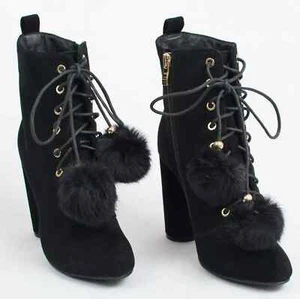 Catherine Malandrino Pomisa Pom Pom GRANNY Ankle Boot in Black 10 NWOB - Picture 1 of 11