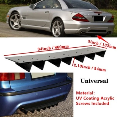 34x5"Universal Fit For Mercedes SL R230 03-11 Rear Bumper Diffuser Fin Splitter - Imagem 1 de 4