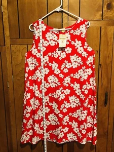 Women Summer Sun Dress Sleeveless Beach Resort Wear White Floral Prints Red Med - Picture 1 of 4