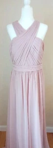 Hayley Paige Occasions Holy Matrimoji Chiffon Long Dress 5760 Blush 14 NWT - Picture 1 of 17