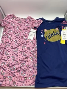 bebe Girls' Pajamas - 2 Pack Short Sleeve Sleep Shirt Nightgown Size 5-6 - Picture 1 of 6