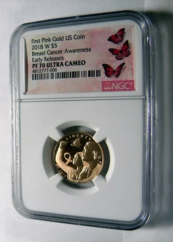 2018-W US Gold $5 Breast Cancer Awareness NGC PF70 UC ER NGC Pink Label RARE !! Cover
