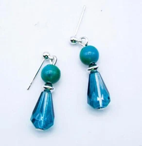 Cynthia Lynn Ohrringe "HEAVEN & EARTH" blau grün Chrysokoll & grüne Kristall - Bild 1 von 1