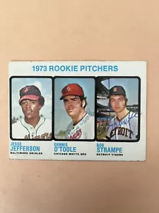 1973 Topps #604 Rookie Pitchers Dennis O’Toole, Bob Strampe Autographs - Picture 1 of 3