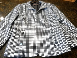 Nina Mclemore Black & White Woven Pattern Lines Jacket or Coat Size 4 - Picture 1 of 9