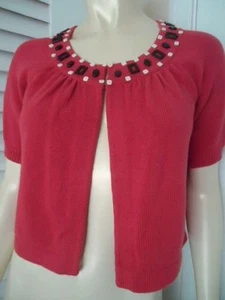 Ann Taylor Loft Sweater XS Retro Bejeweled Bolero Swing Crop Neck Hook - Picture 1 of 4