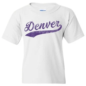 Denver City Baseball Script - Local Hometown Sports Team Youth T-Shirt - White - Picture 1 of 7