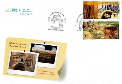 TURKEY 2021 LARGE FDC ANCIENT CITY OF DARA ( OUR CULTURAL ASSETS) TWO STAMPS SET - Image 1 of 4