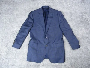 David Donahue Blazer Mens 44R Wool Blue Plaid Sport Long Sleeve Business Office - Picture 1 of 13