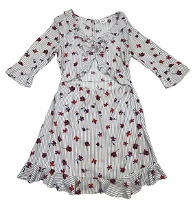 SEED HERITAGE Dress Cutout Bare Midriff Floral 3/4 Sleeves Ruffles Size 12 - Picture 1 of 18