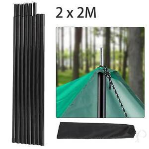 2PCS 2M Adjustable  Portable Telescopic Steel Tent Poles Awning Camping UK