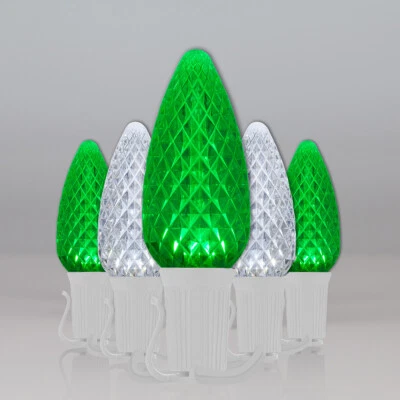 50 C9 OptiCore Shatterproof LED Christmas Lights Faceted Finish, White Wire 50ft - Image 1 of 4