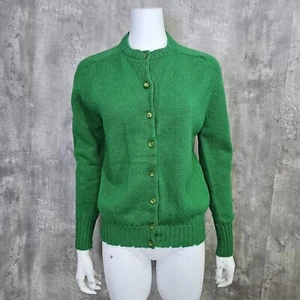 Vintage 60s Darlene Womens S Kelly Green Wool Blend Knit Cardigan Sweater Pinup - Picture 1 of 7