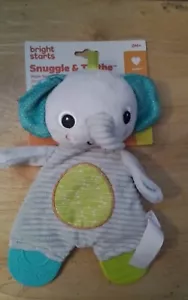 Bright Starts Snuggle Teethe BPA-free Crinkle Teething Plush Baby Toy Elephant - Picture 1 of 2