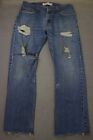 Levi's Jeans 527 Low Boot Cut Leg Cotton Men's 34X32 Light Blue Distressed