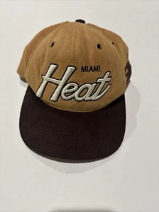 Vintage Mitchell & Ness Miami Heat NBA  Adjustable Snapback Hat Suede Tan - Picture 1 of 6