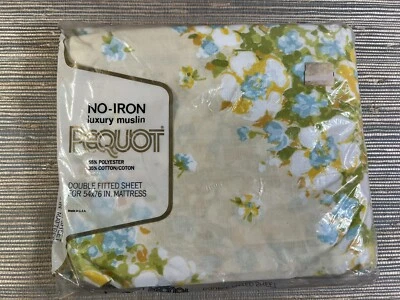 Sábana Ajustable Doble Completa De Colección Sellada Pequot Rosetta Floral Azul Amarillo Verde Foto 1 de 2