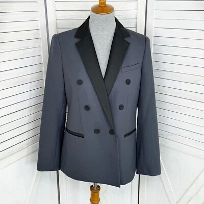 Chaqueta Blazer Tailored Rebecca Taylor Color Block Doble Pecho Gris Negro 4 Foto 1 de 4