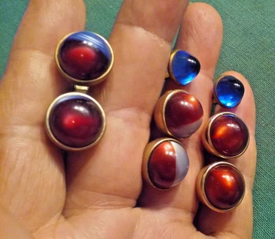 Lote 3 Pares DE COLECCIÓN AÑOS 40-50 KREISLER CRAFT MANCUERNA EN FORMA DE PIEDRA LUNAR + Bonus Foto 1 de 4