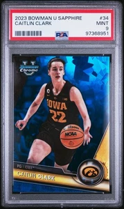 2023 Bowman University Chrome Sapphire #34 Caitlin Clark PSA 9 - Picture 1 of 2