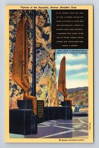 Boulder Dam NV-Nevada, Figures Of The Republic Vintage Souvenir Postcard - Picture 1 of 2