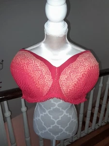 En muy buena condición Cacique para mujer talla 44F ligeramente forrado multivía sin tirantes con aros encaje rojo - Imagen 1 de 18