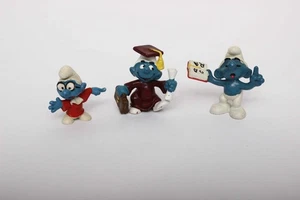 Smurfs 20059, 20130, 20016 Teacher, Graduate, Judge Brainy Schleich Vintage - Picture 1 of 9