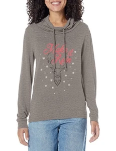 Mujer XL Let It Rein Manga Larga Navidad Reno Camisa Gris - Imagen 1 de 1