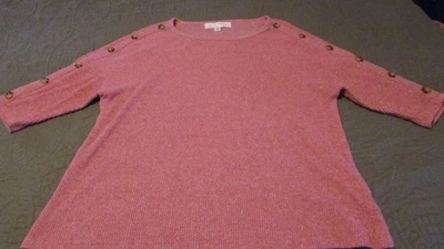 Suéter Acanalado Lavandería Francesa Mangas 3/4 Jaspeado Color Salmón Cuello Redondo 1X Foto 1 de 4