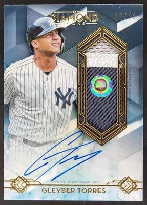 2020 Topps Diamond Icons Gleyber Torres Auto Jumbo Patches Purple /10 Yankees BS - Image 1 of 4