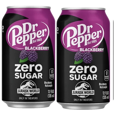 Dr Pepper Blackberry Zero Sugar Jurassic World Rebirth Limited Edition 2 cans - Image 1 of 2