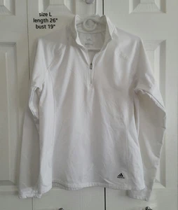 Adidas Golf weiß Pullover Shirt Polo Mock Neck Damen L 1/4 Zip - Bild 1 von 7