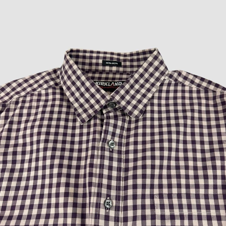 Kirkland Signature Men’s XL Gingham Dress Long Sleeve Button Up Shirt  Non Iron - Image 1 of 4