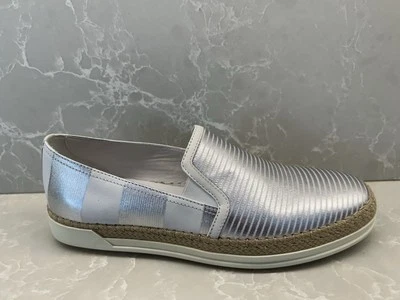 Nuevos zapatos para mujer TOD's alpargata de cuero blanco y plateado sin cordones talla 38,5 Foto 1 de 4