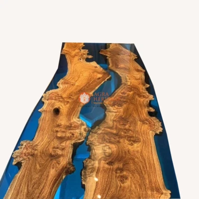 Elegant Rectangle Epoxy Table Top Handmade Arts Natural Acacia Wood Furniture - Image 1 of 4