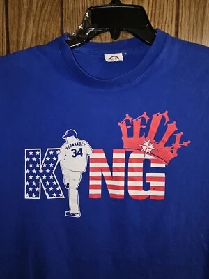 Camiseta Seattle Mariners King Felix Hernández Mediana Para Hombre Azul Gráfico Logo MLB Foto 1 de 4