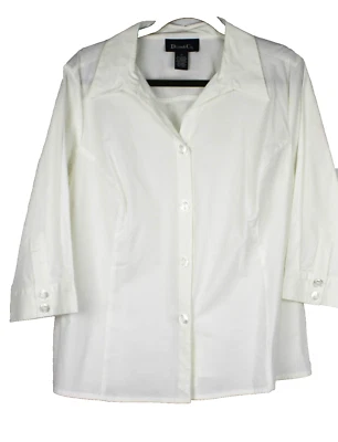 Camisa Denim & Co Resistente a Arrugas Elastizada Cuello Dividido, Talla 1X, Estilo A7584 Foto 1 de 3