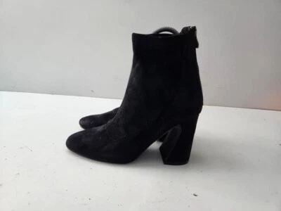 Boohoo Damas Negro Gamuza Cremallera Trasera Tacón Bloque Botines Zapatos UK 4 EUR 37-A134 Foto 1 de 4
