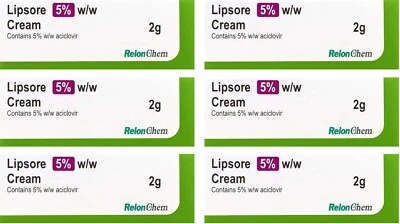 RELONCHEM 6 x LIPSORE Cold Sore Cream (2g) **only £4.66/unit** Pharmacy Stock