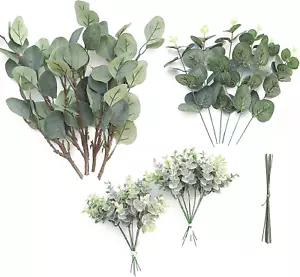 3 Kinds of Artificial Silver Dollar Eucalyptus Stems Faux Greenery Spray, 19Pcs - Picture 1 of 5