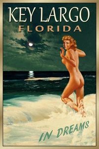 Poster da viaggio originale KEY LARGO Florida Marilyn Beach pin up stampa artistica 169 - Foto 1 di 2