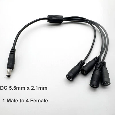 CCTV DC Power Supply Y Splitter Cable 1 Male To 4 x Female 5.5mm x 2.1mm Adapter - Image 1 of 4
