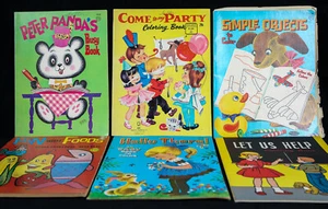 UNUSED Lot of 6: Vintage/Retro Coloring Books – NO Marks 1960s Playmore/Whitman - Picture 1 of 12