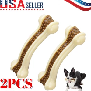 Dog Bones Chew Toys for Aggressive Chewers, 2 Pack Real Beef Flavor,Indestructib - Picture 1 of 7