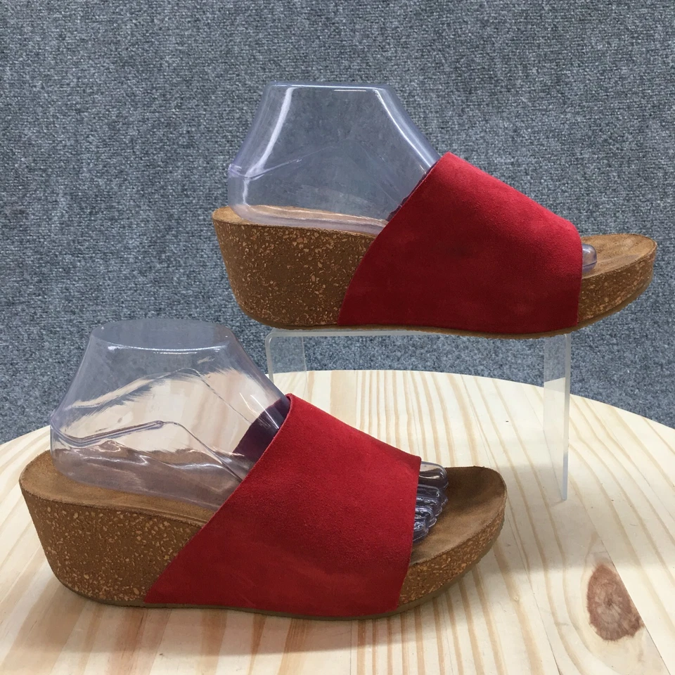 Chocolat Blu Sandals Womens 40 Riverside Wedge Slides Red Suede Casual Slip On - Image 1 of 4