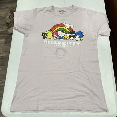 HELLO KITTY AND FRIENDS SANRIO Small(34/36) PINK TEE SHIRT RAINBOW - Image 1 of 4