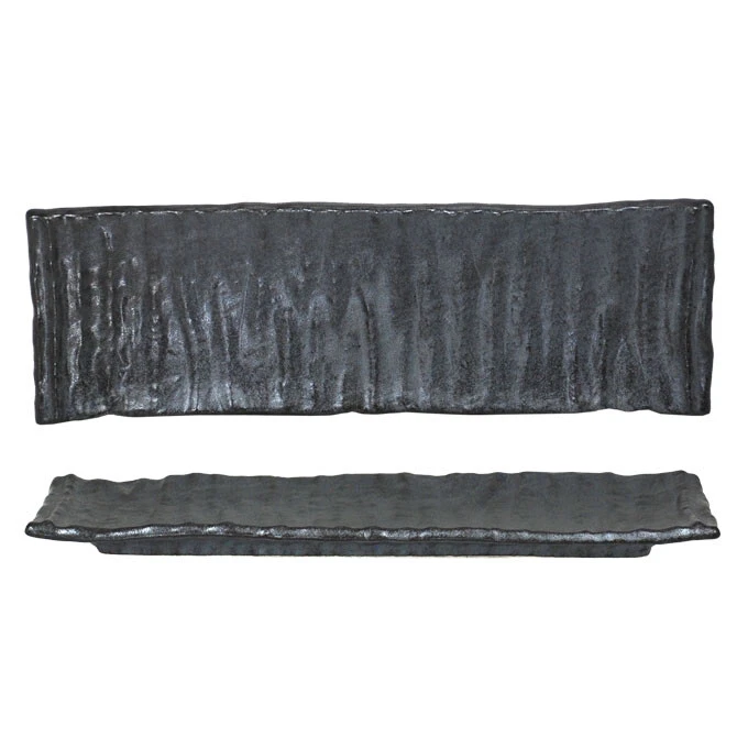 Японская керамическая сервировочная тарелка для суши 13 x 4,25 дюйма металлический черный сделано в Японии - Изображение 1 из 1