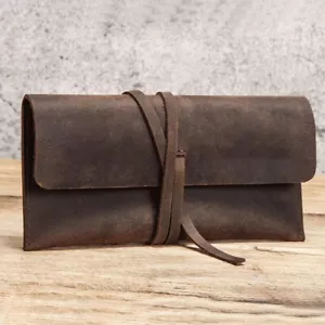Handgefertigte Rindsleder Aufrollstift Tasche Retro Vintage Bleistift Etui Etui Werkzeug - Bild 1 von 9