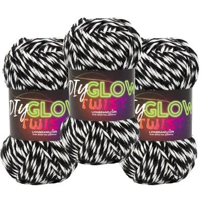 (3 Pack) Lion Brand Yarn 196-209BH DIY Glow Twist Yarn, Black - Image 1 of 4